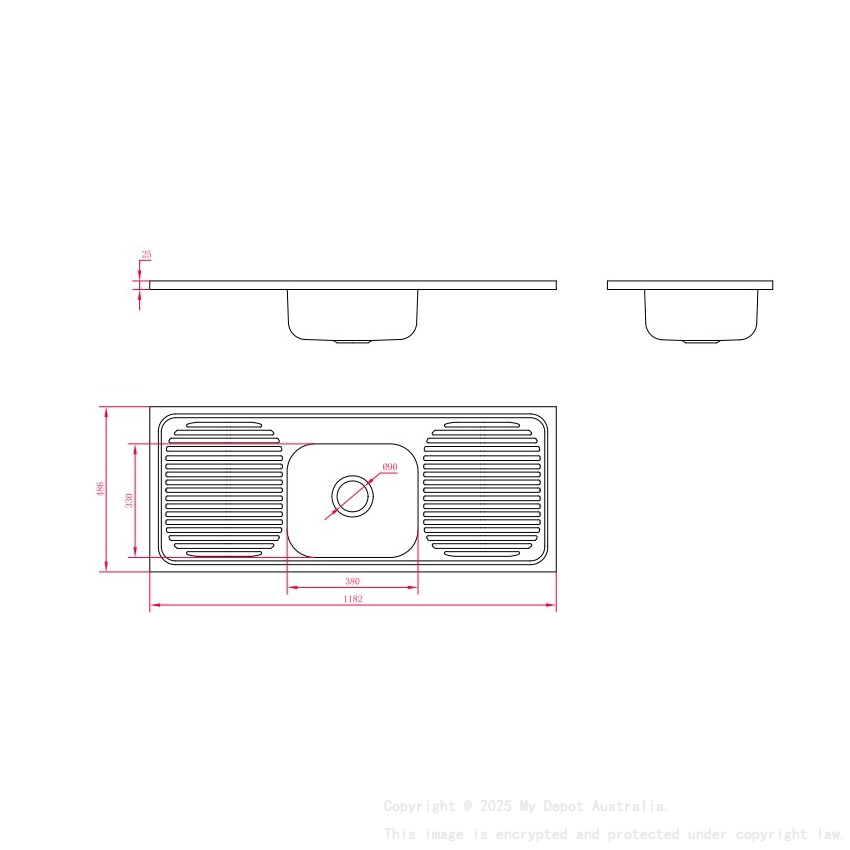1182*486mm Stainless Kitchenette/Laundry Sink