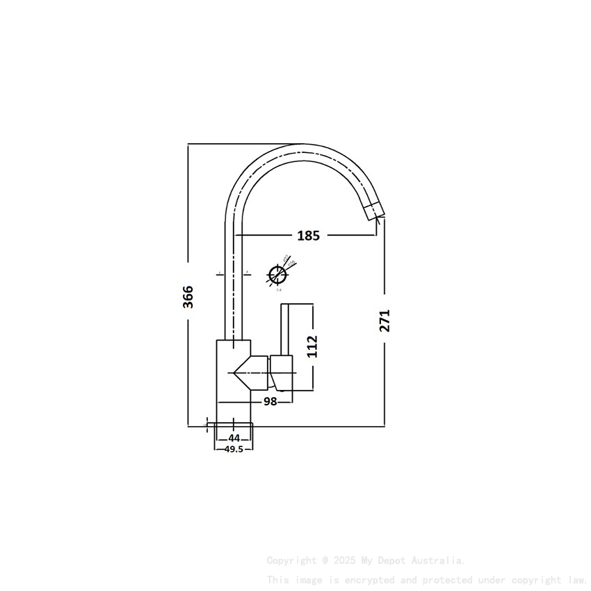 Round Brushed Nickel Gooseneck Sink Mixer