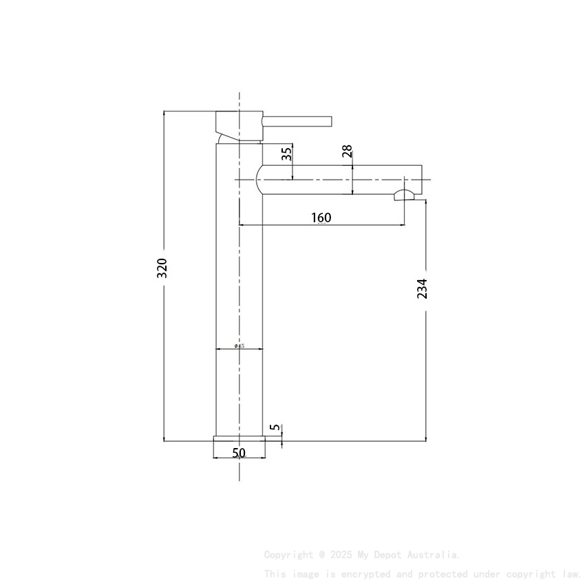 Round Chrome Tower Basin Mixer