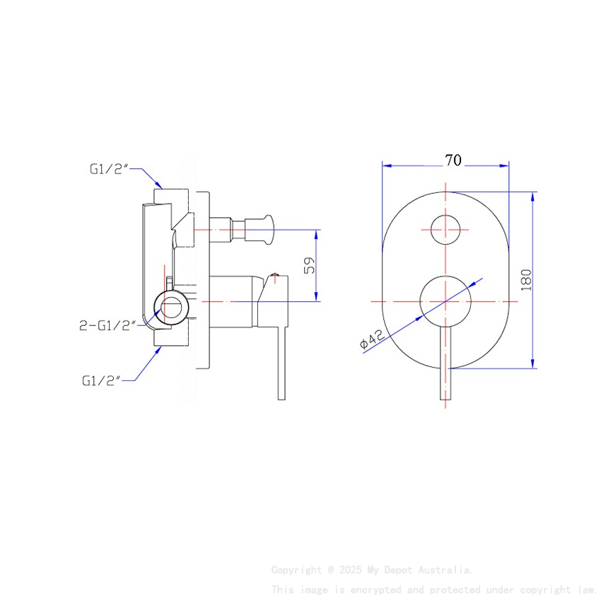 Round Matte Black Shower Diverter Mixer