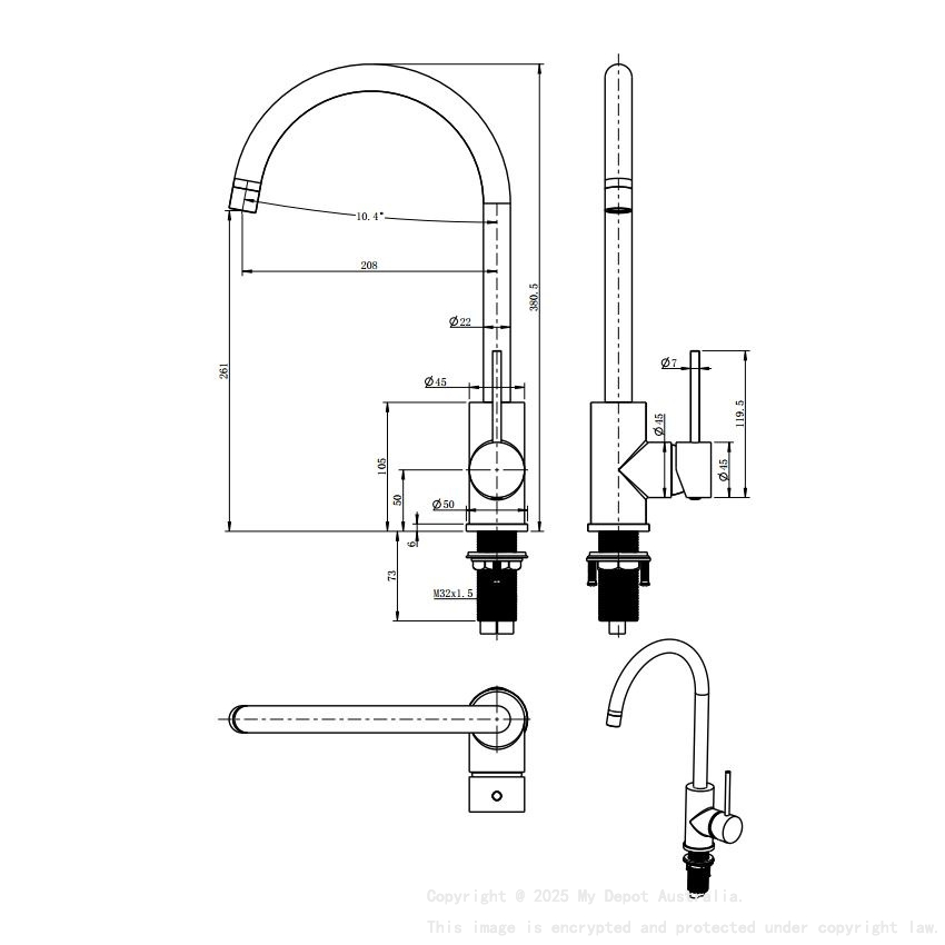 Morgan Rund Brushed Nickel Sink Mixer