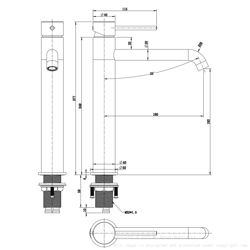 Tower Basin Mixer Chrome