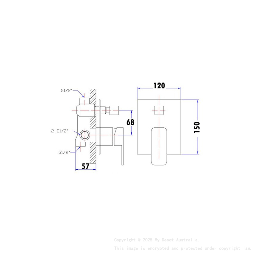 Kompakt Eckig Chrome Divertor Mixer