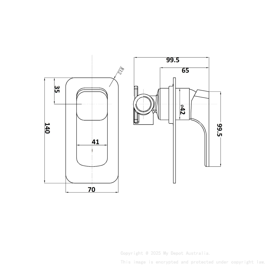 Kompakt Eckig Matte Black Shower Mixer
