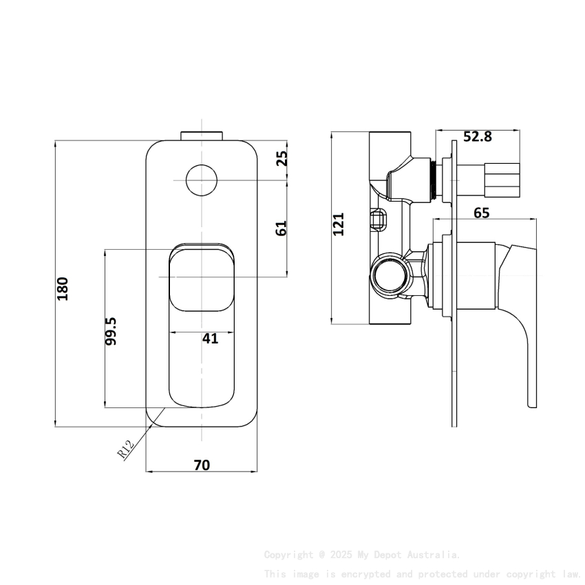 Kompakt Eckig Divertor Chrome Mixer