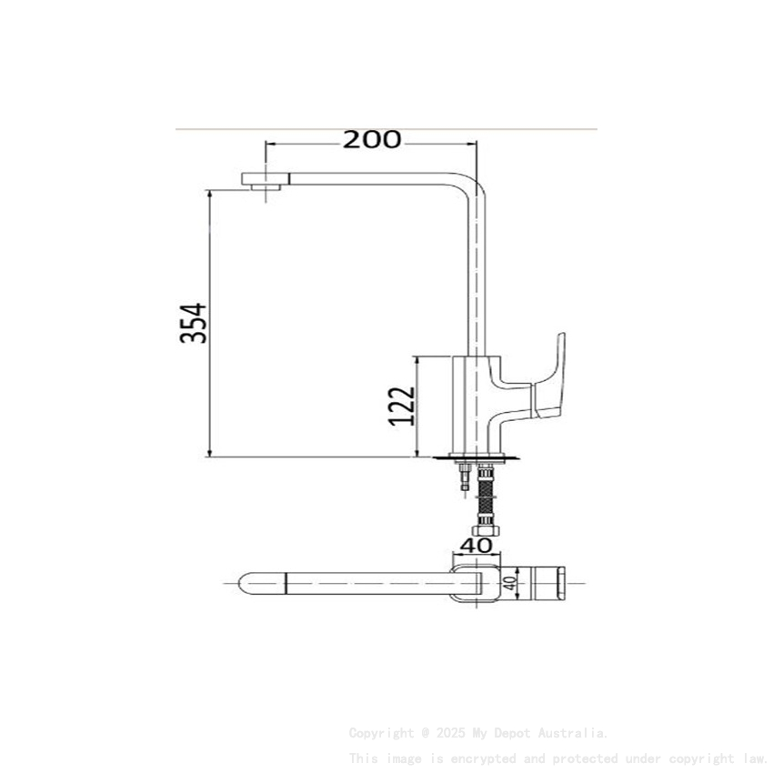 Kompakt Eckig Matte Black Sink Mixer