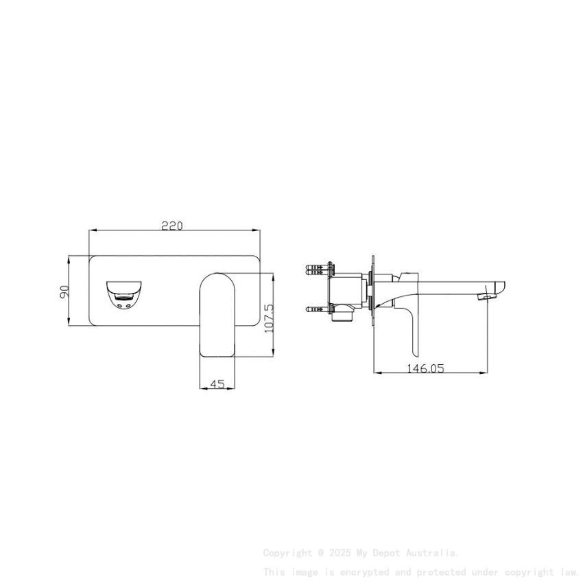Luxus Bath/Basin Mixer With Spout Brushed Nickel Trim Kit