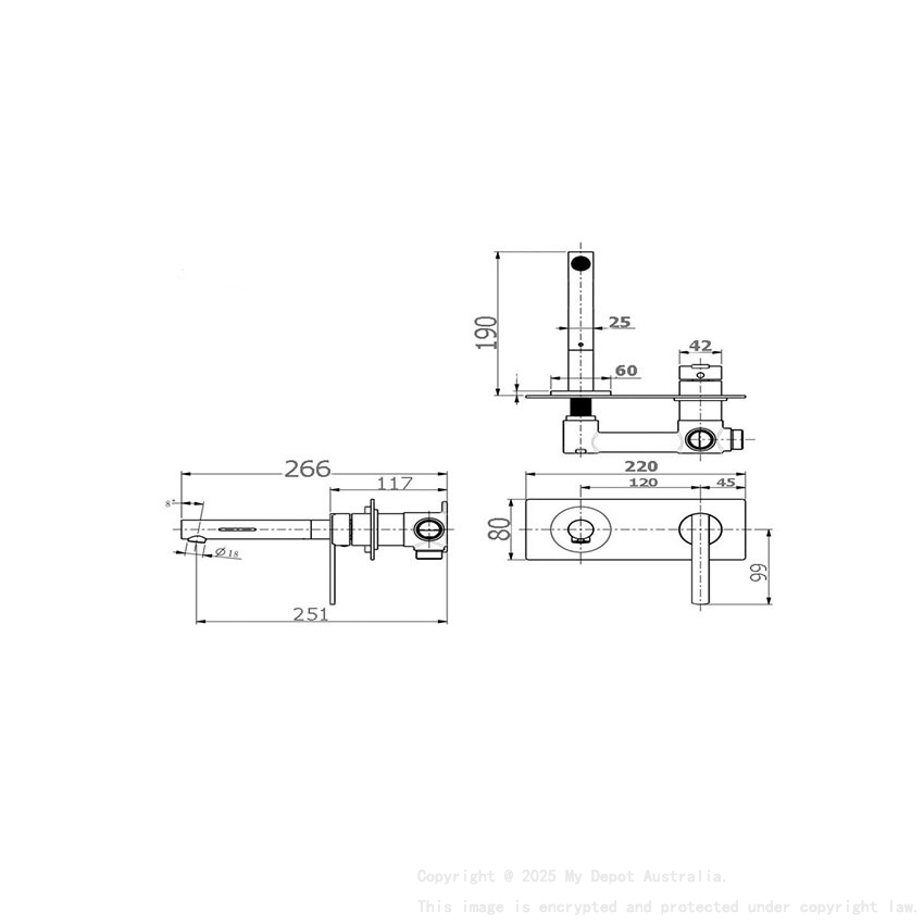 Matt Black Wall Basin Mixer With LED