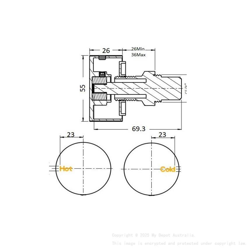 Qi Rund Wall Top Assembly Ceramic Quarter Turn Disc Spindles Matte Black