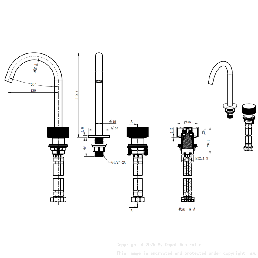 Qi Rund Progressive Rund Basin Set Chrome