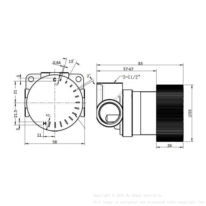 Qi Rund Progressive Bath/Shower Mixer Brushed Gun Metal