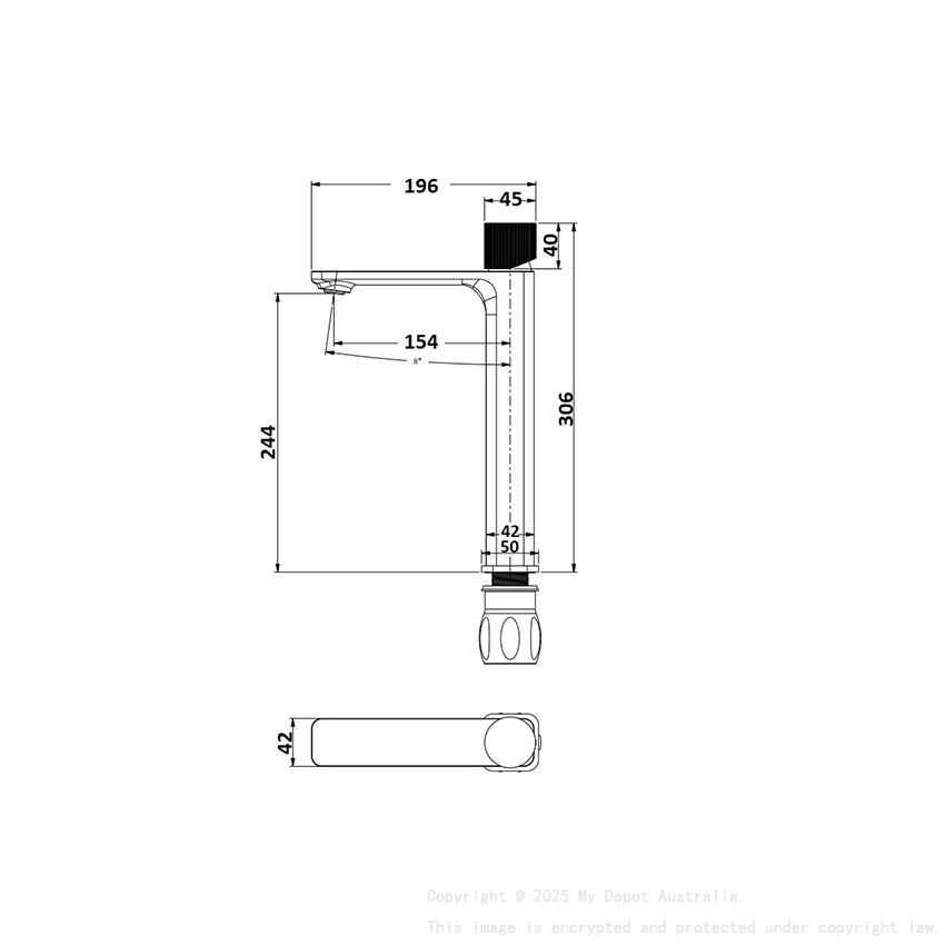 Qi Kasten Tower Basin Mixer Chrome