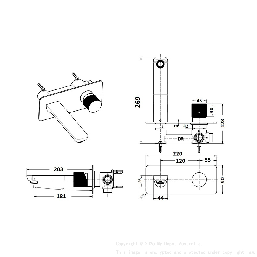 Qi Kasten Progressive Bath Mixer Trim Kit Matte Black