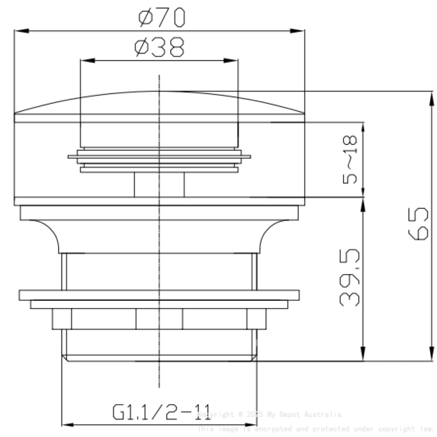 32mm Universal Bath Pop Up Waste Chrome