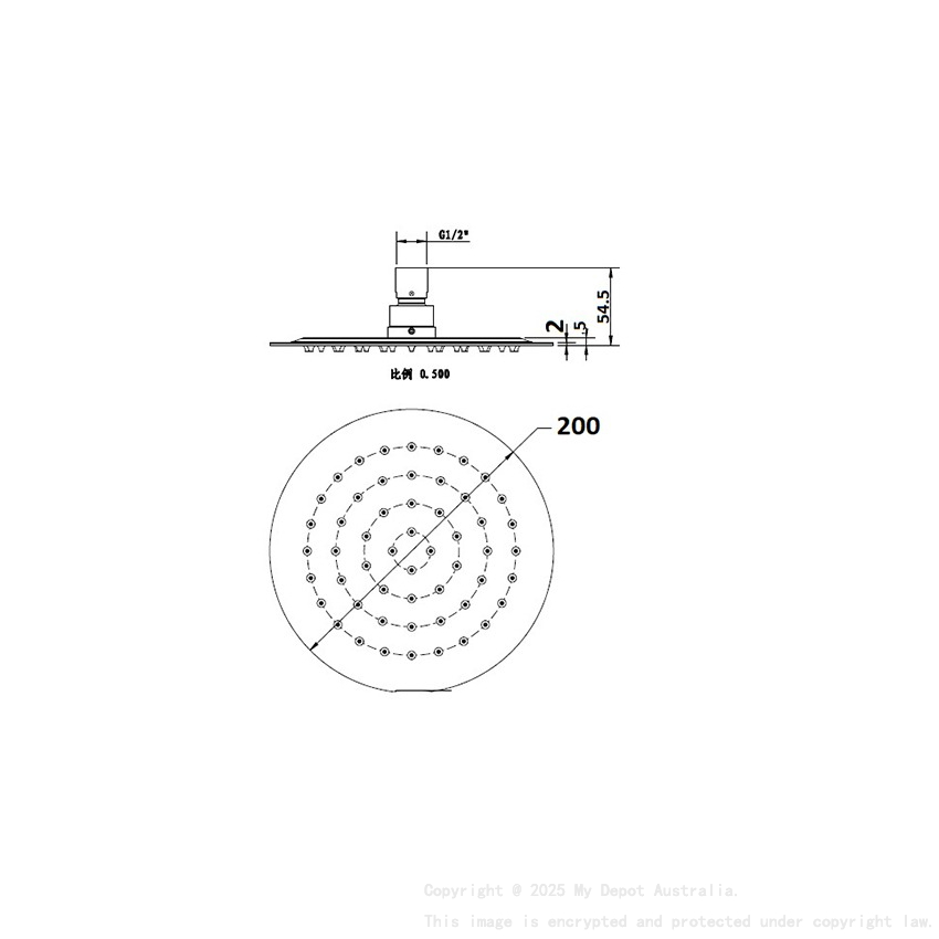 Round Rain Shower Head 200mm Matte Black