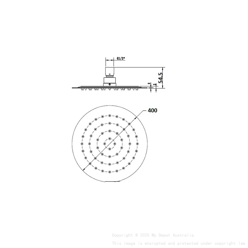 Round Rain Shower Head 400mm Chrome
