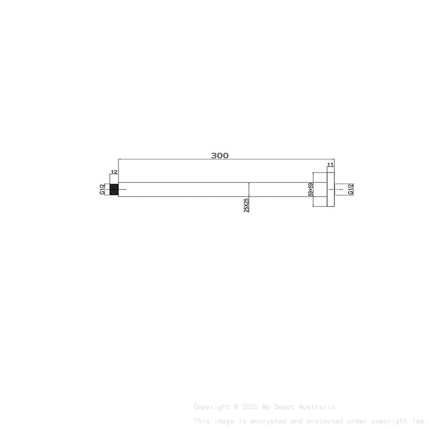 Round Ceiling Shower Arm 300mm Brushed Bronze
