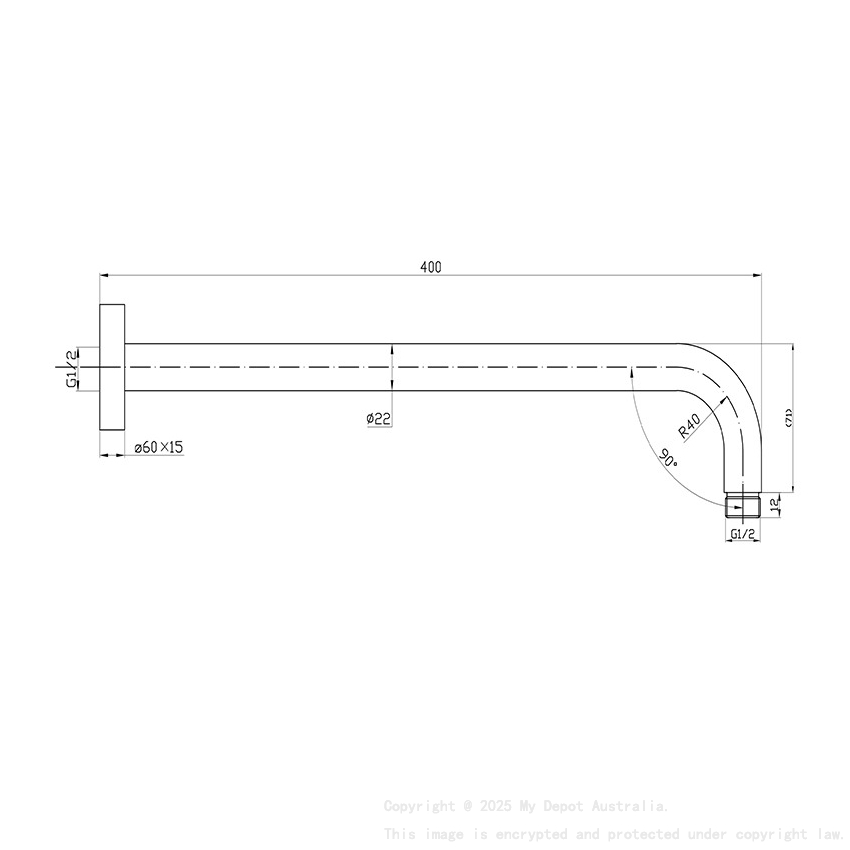 Round Shower Arm Matte Black