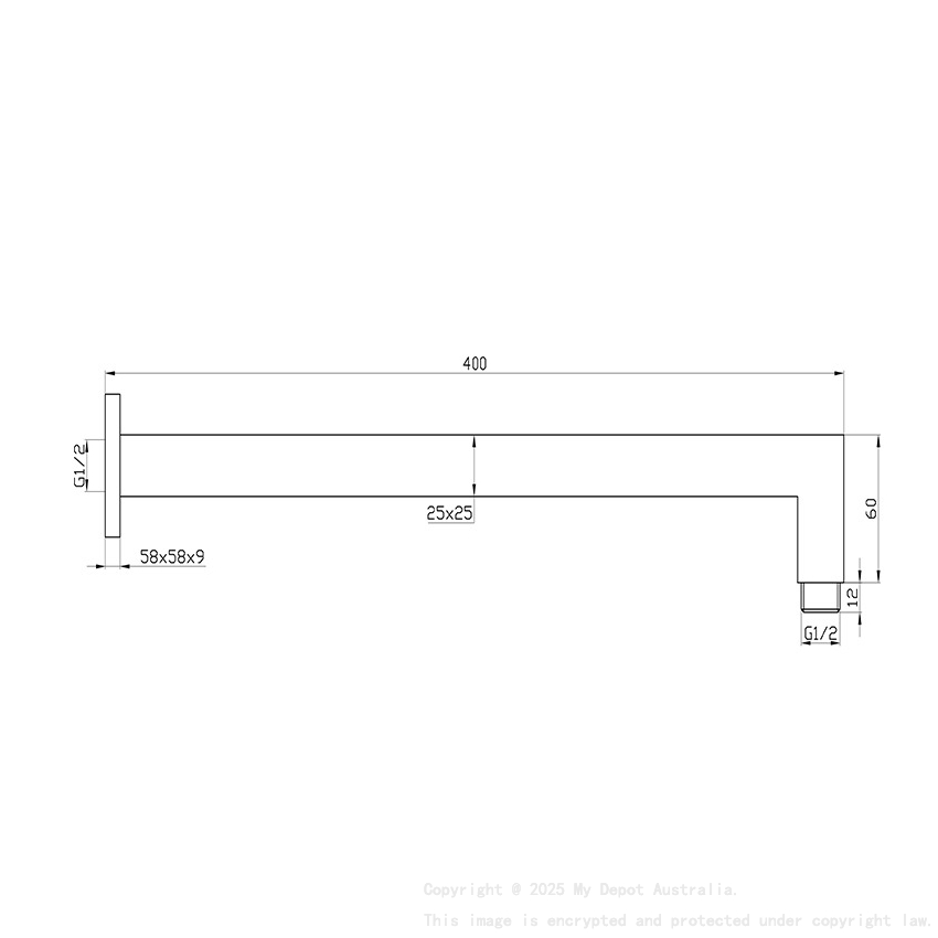 Square Shower Arm Chrome