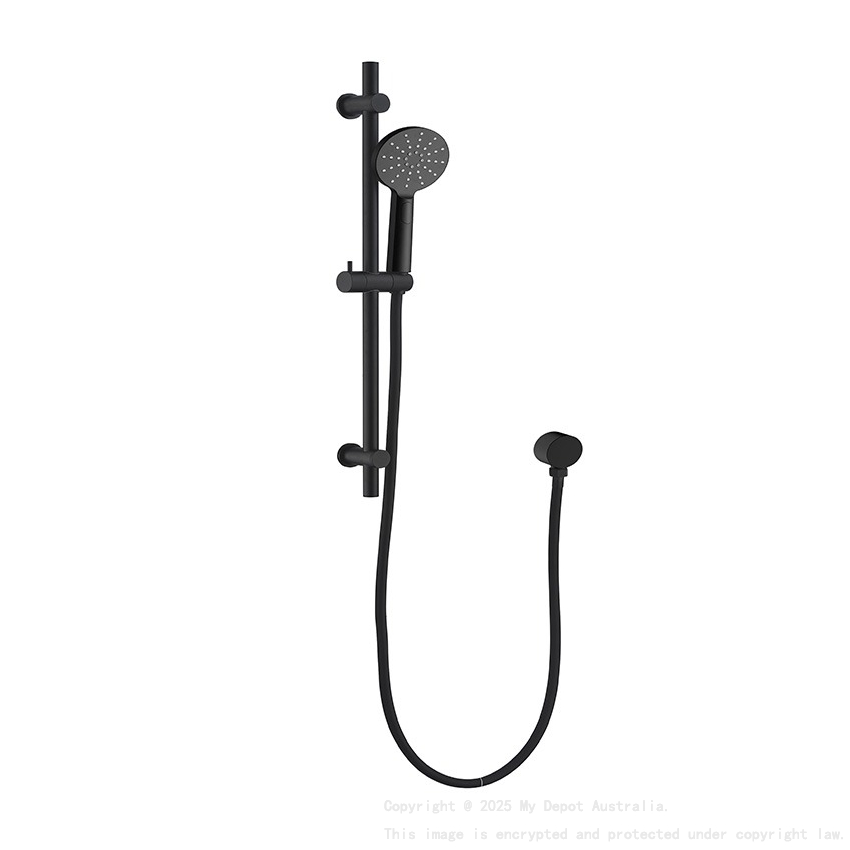 Rund Brass Matte Black Sliding Rail With 3 Spray Function Hand Shower Head