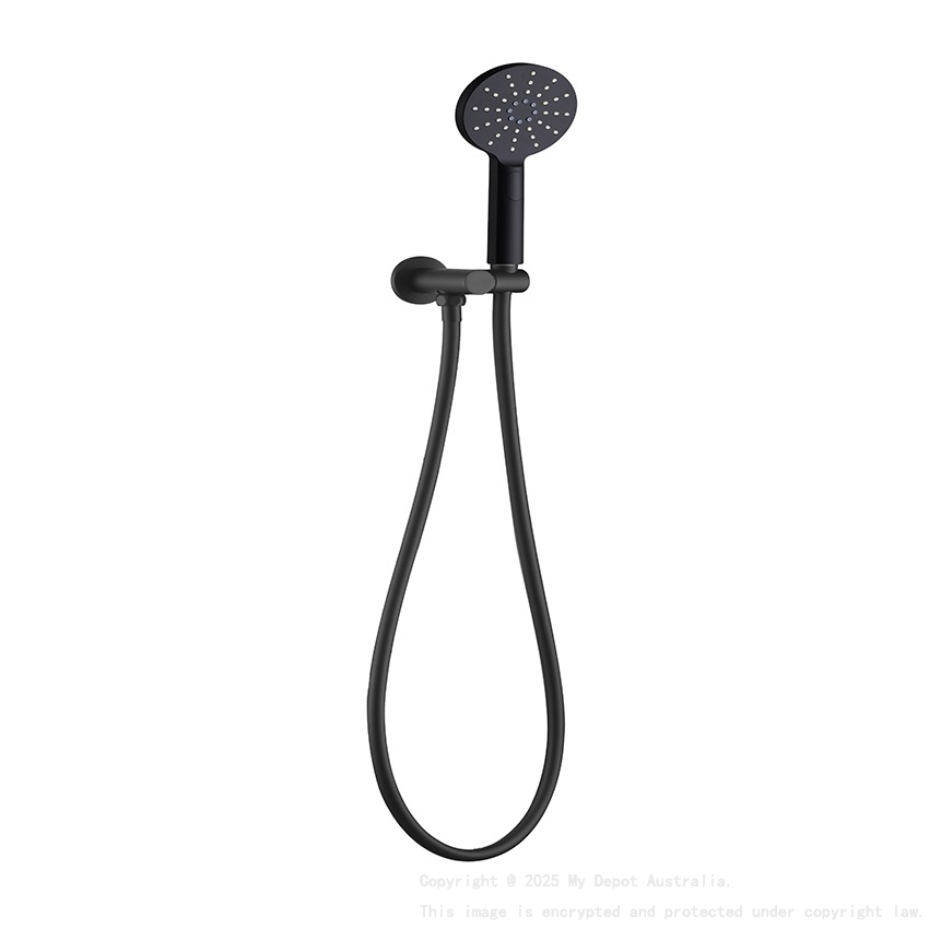 Rund Matte Black 3 Spray Hand Shower On Bracket