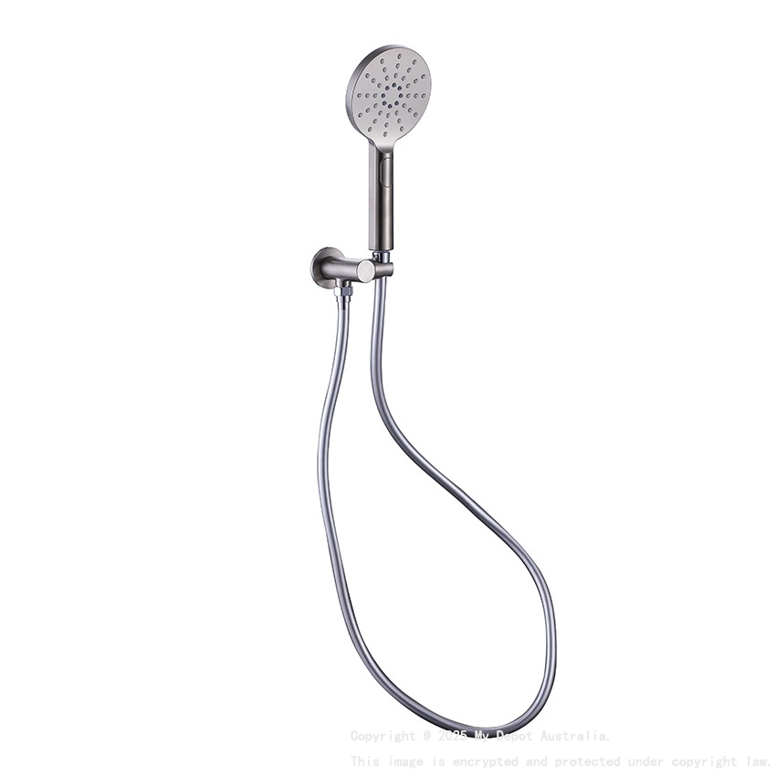 Rund Brushed Nickel 3 Spray Hand Shower On Bracket