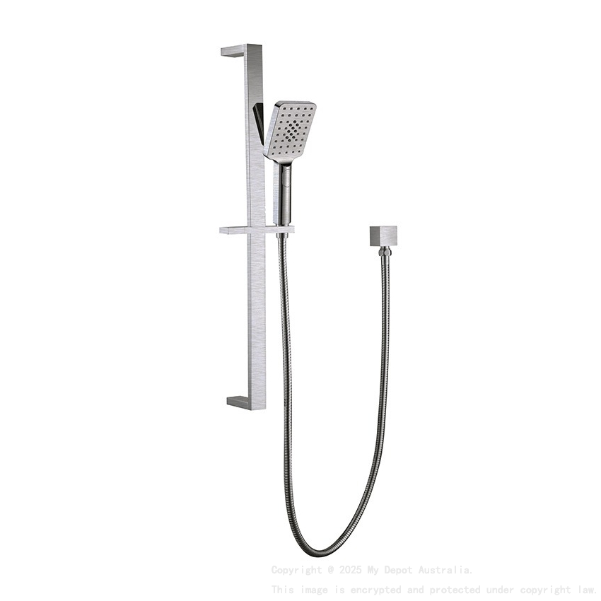 Eckig Brass Brushed Nickel Sliding Rail Shower 3 Spray Function Hand Shower Head