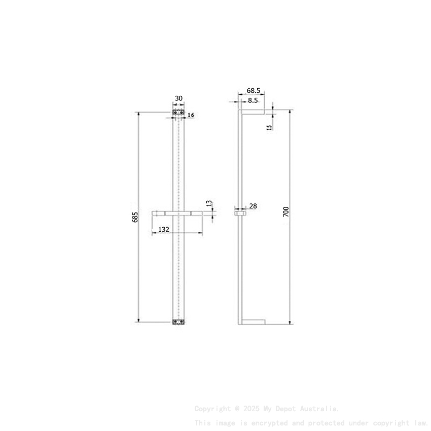 Eckig Brass Brushed Bronze Square Sliding Rail Shower 3 Spray Function Hand Shower Head