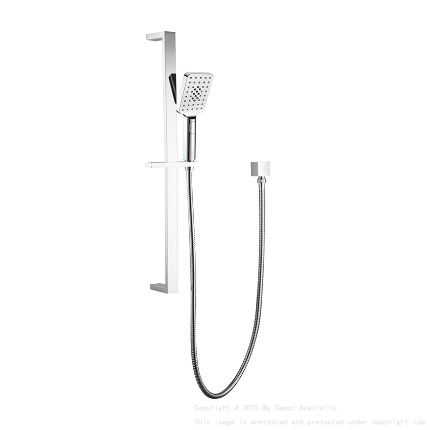 Eckig Brass Chrome Sliding Rail Shower 3 Spray Function Hand Shower Head