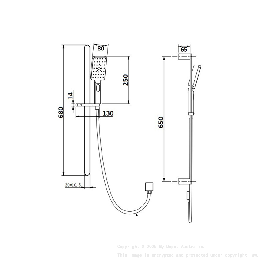 Oval Brass Brushed Bronze Square Sliding Rail Shower 3 Spray Function Hand Shower Head