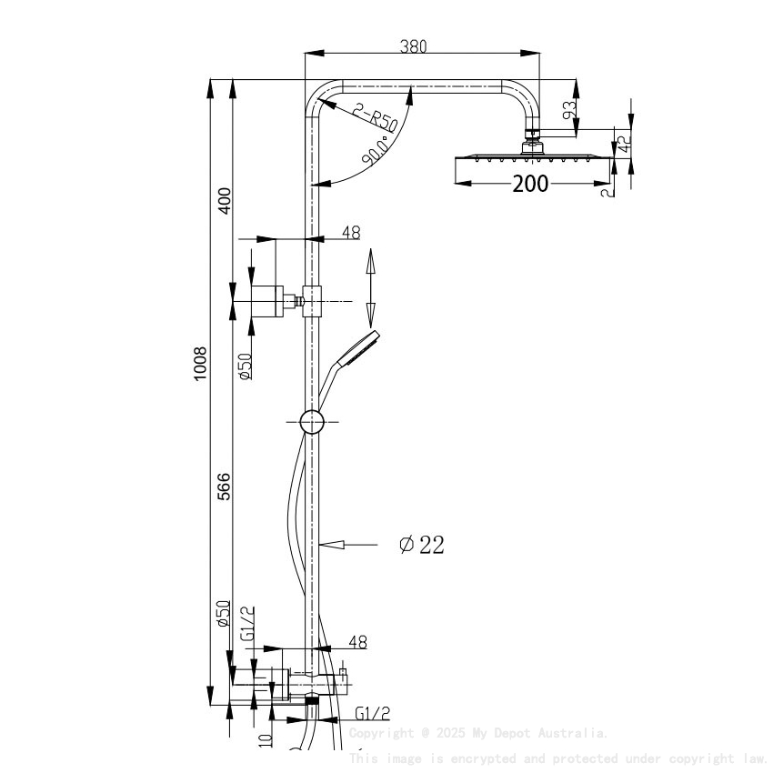 Rund Matte Black Sliding Rail With 3 Spray Function Hand Shower