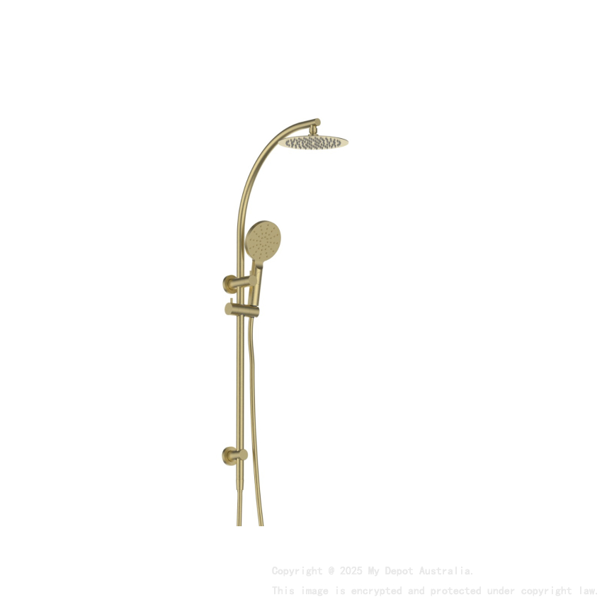 Rund Brushed Gold Sliding Rail With 3 Spray Function Hand Shower
