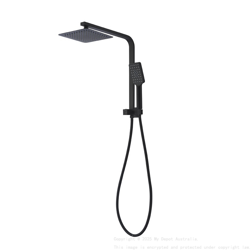 Eckig Matte Black 3 Spray Function Hand Shower With Overhead Rain Shower Half Rail