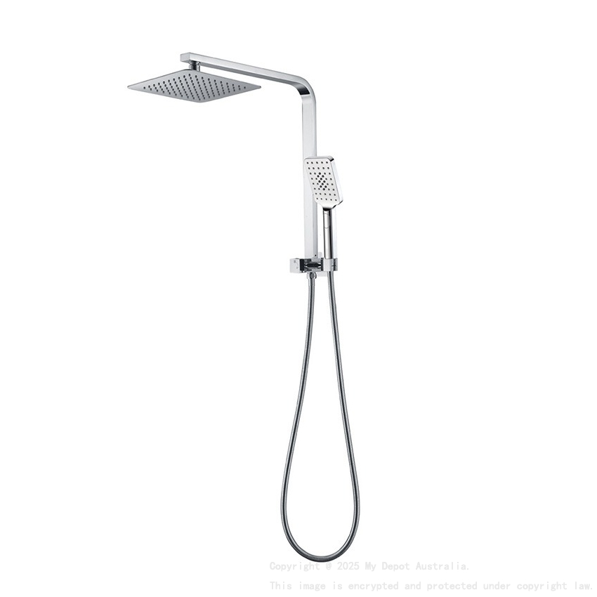 Eckig Chrome 3 Spray Function Hand Shower With Overhead Rain Shower Half Rail