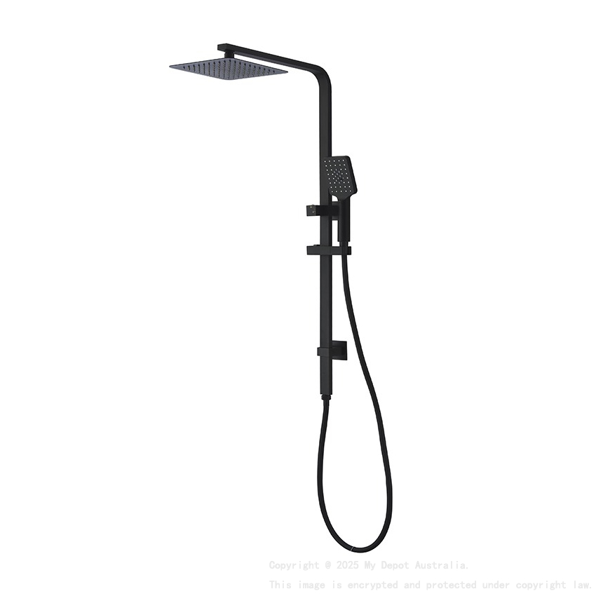 Eckig Matte Black Sliding Rail With 3 Spray Function Hand Shower