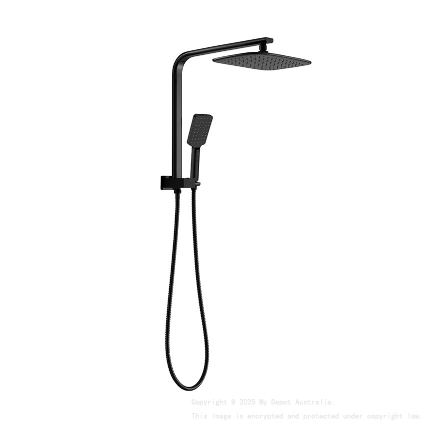 Kasten Matte Black 3 Spray Hand Shower With Overhead Rain Shower Half Rail