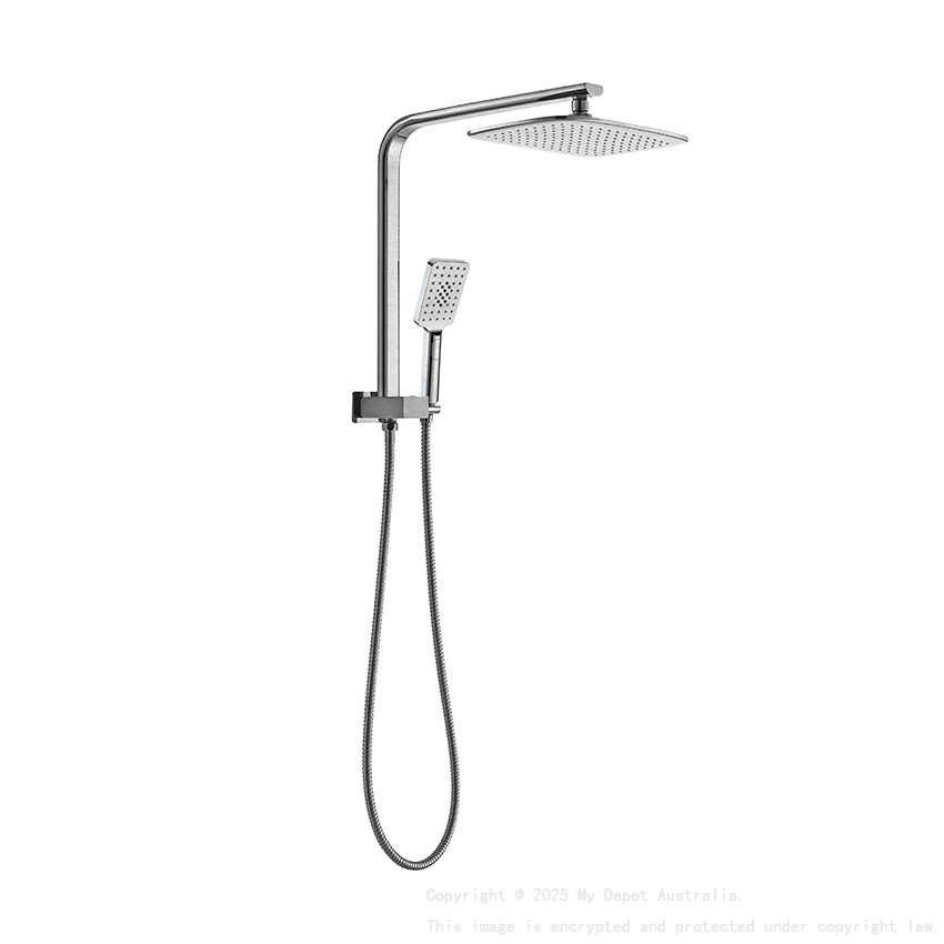 Kasten Brushed Nickel 3 Spray Hand Shower With Overhead Rain Shower Half Rail