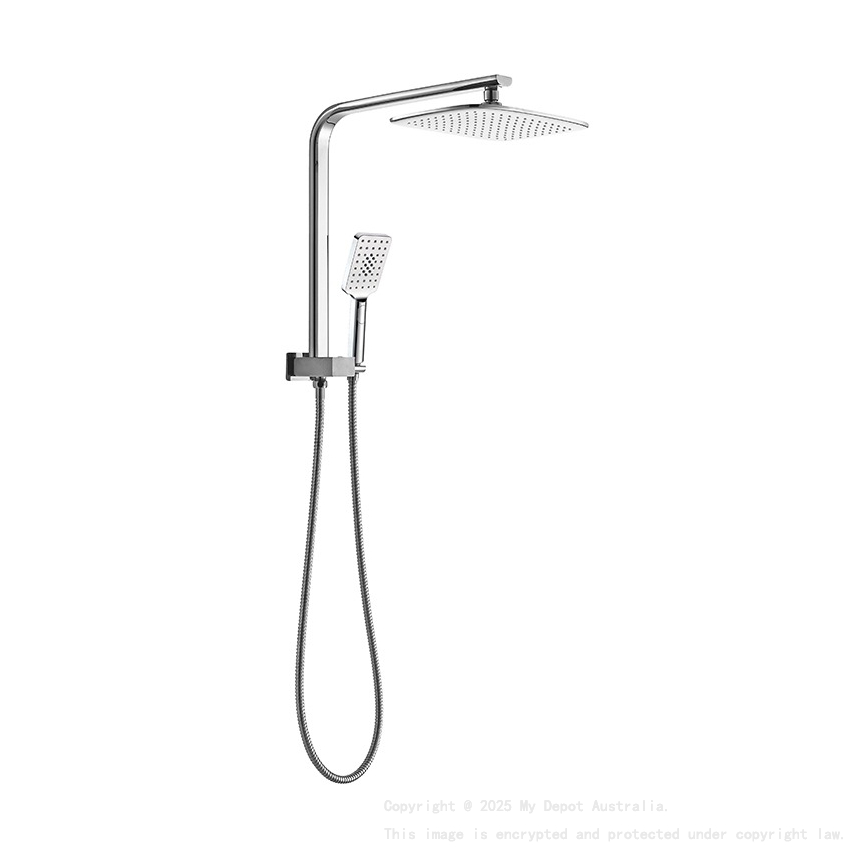 Kasten Chrome 3 Spray Hand Shower With Overhead Rain Shower Half Rail