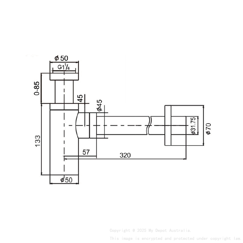 Bottle Trap 32mm Brushed Gold