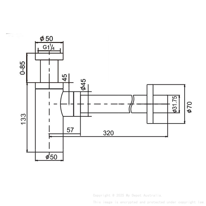 Bottle Trap 32mm Brushed Copper