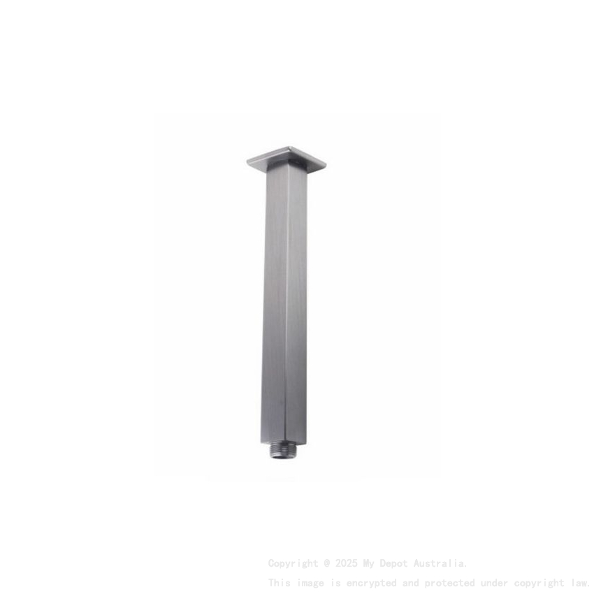 Square Brushed Nickel Ceiling Shower Arm 400mm
