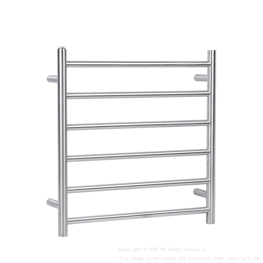 Brushed Nickel Black Electric Heated Towel Rack 6 Bars