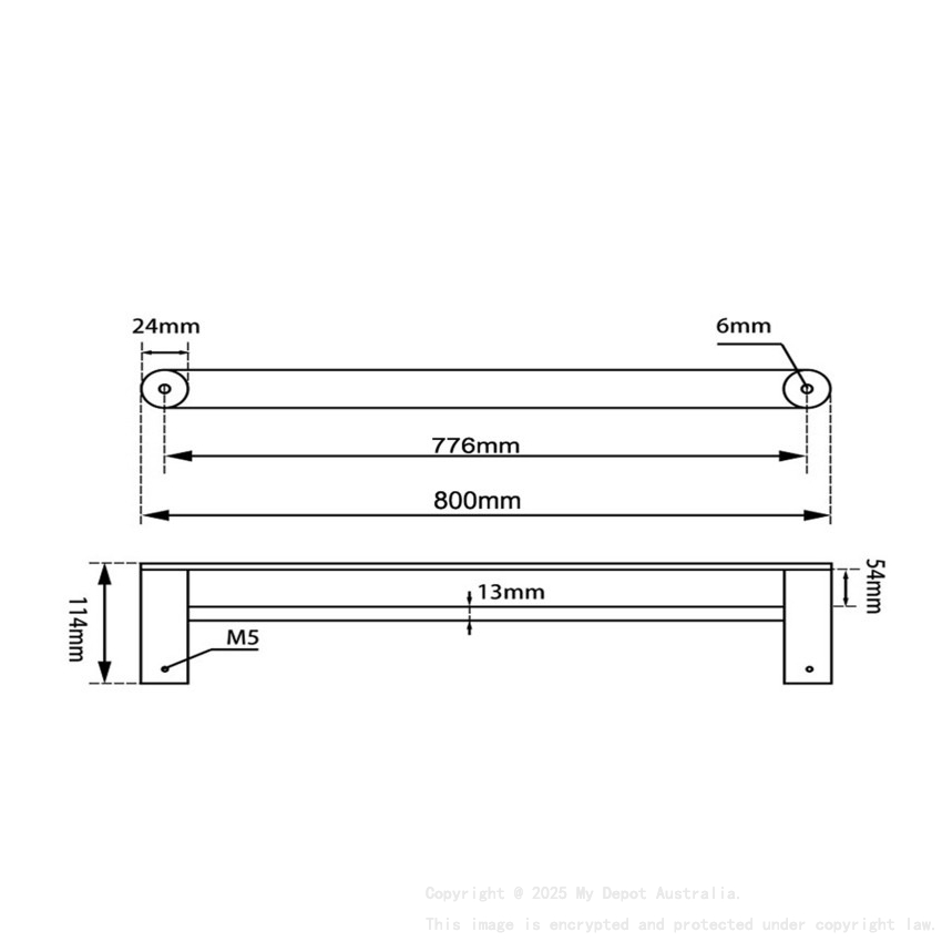Brushed Nickel Double Towel Rail 800mm