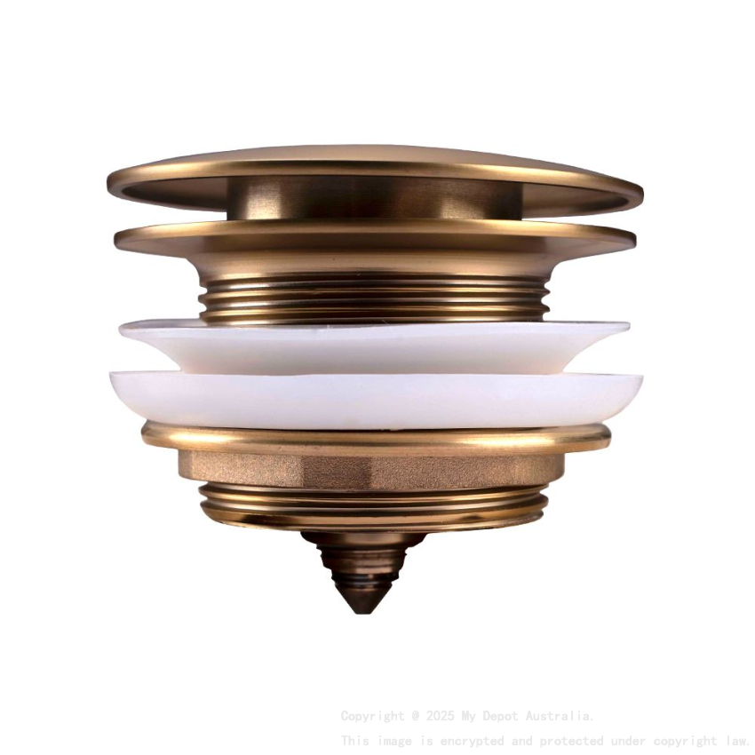 40mm Brushed Yellow Gold Solid Brass Bathtub Mushroom Pop Up Waste Drain NO Overflow