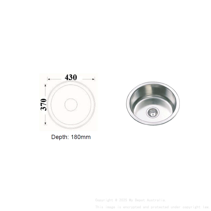 Round Kitchen Sink ø430mm 