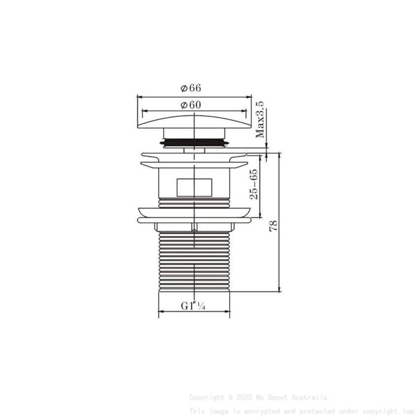 32/40mm Chrome Solid Brass Basin Pop Up Waste With Overflow