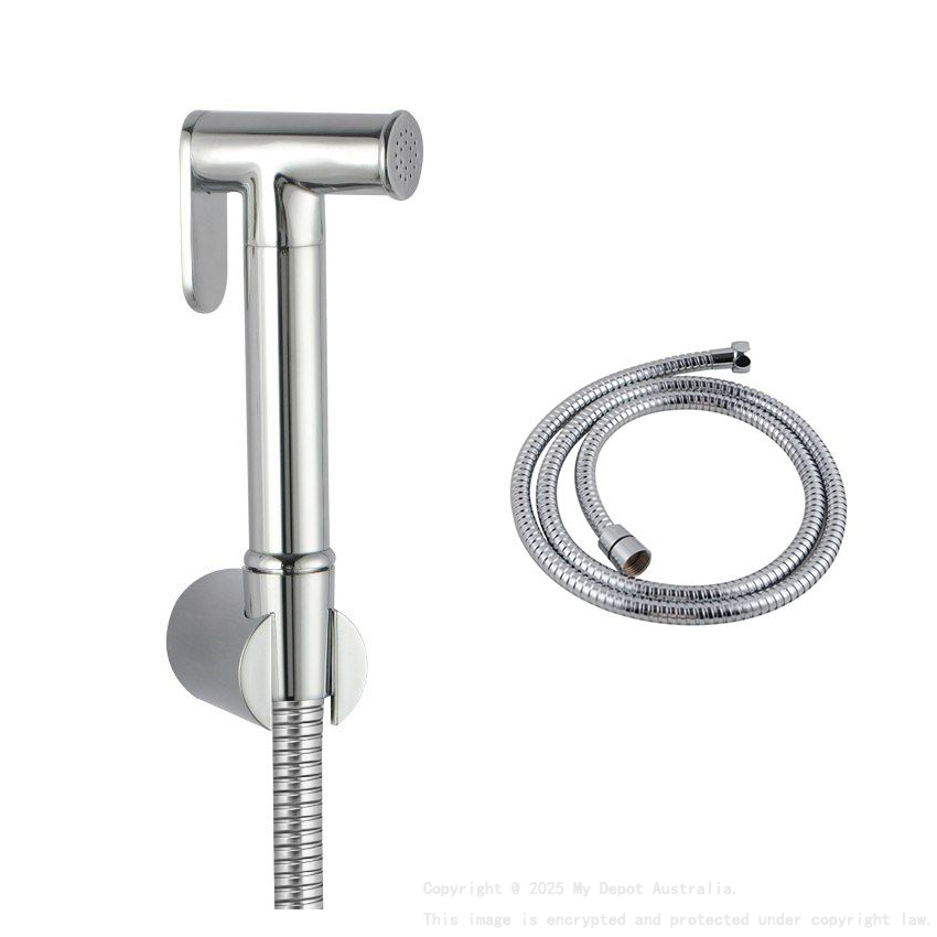 Round Brass Chrome Toilet Bidet Spray Kit With 1.2m Stainless Steel Hose