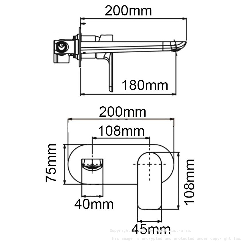 VOG Series Black Bathtub/Basin Wall Mixer With Spout