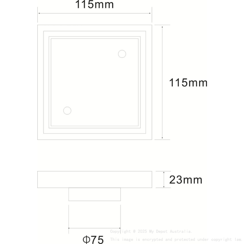 115X115mm Brushed Chrome Square Tile Insert Floor Drain(75mm Outlet)