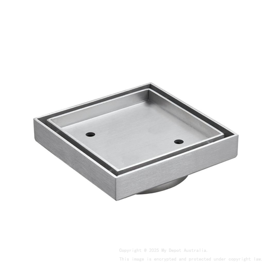 115X115mm Brushed Chrome Square Tile Insert Floor Drain(90mm Outlet)